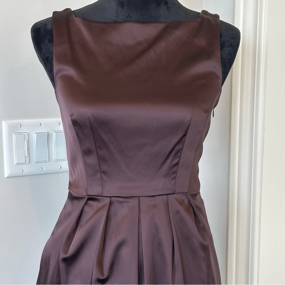 ✨EUC✨Marc New York Brown Ruched Cocktail Dress Lined Side Zip Women size 4 - Picture 3 of 13